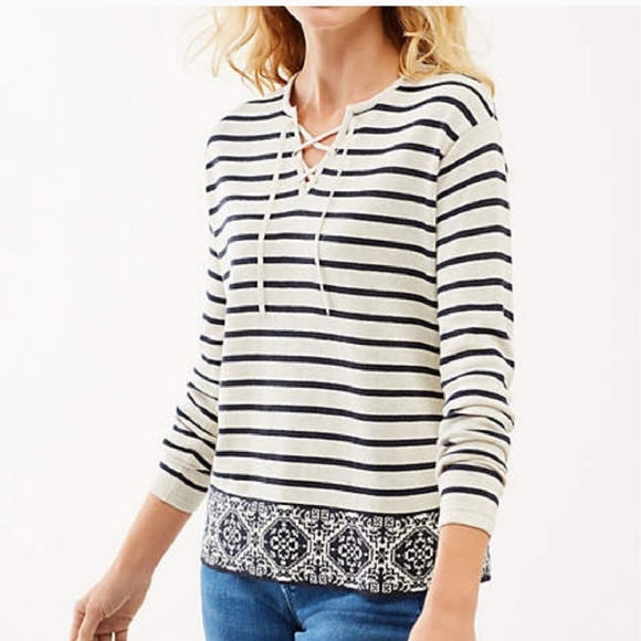 J. Jill Tops - J. Jill lightweight sweater w/ lace-up neckline L